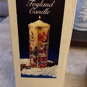 Toyland Colonial Candle with colorful toy Design 11 3/4 in tall